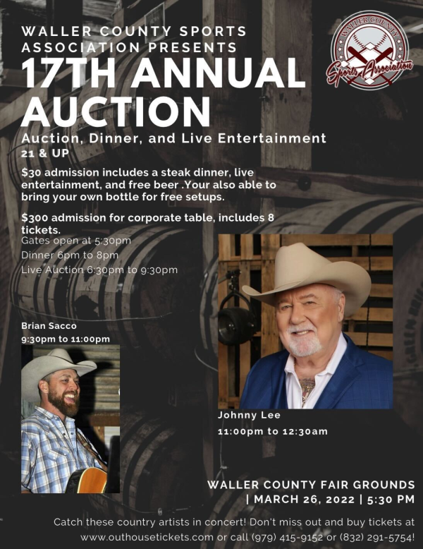 WCSA 17th Annual Auction Dinner and Dance Waller County Fairgrounds
